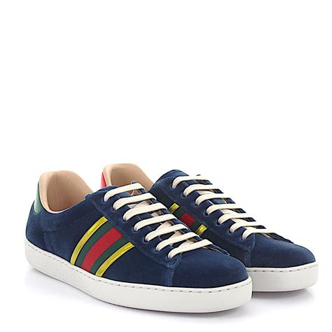 gucci ace sneakers blue velvet|Gucci ace black men's.